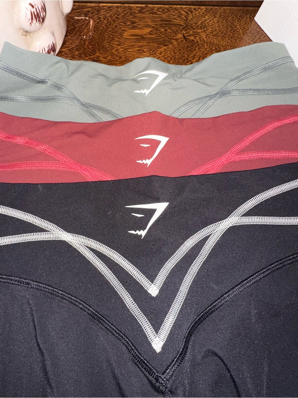 Gymshark Kids Performance Leggings Trio - Sage, Burgundy, Black